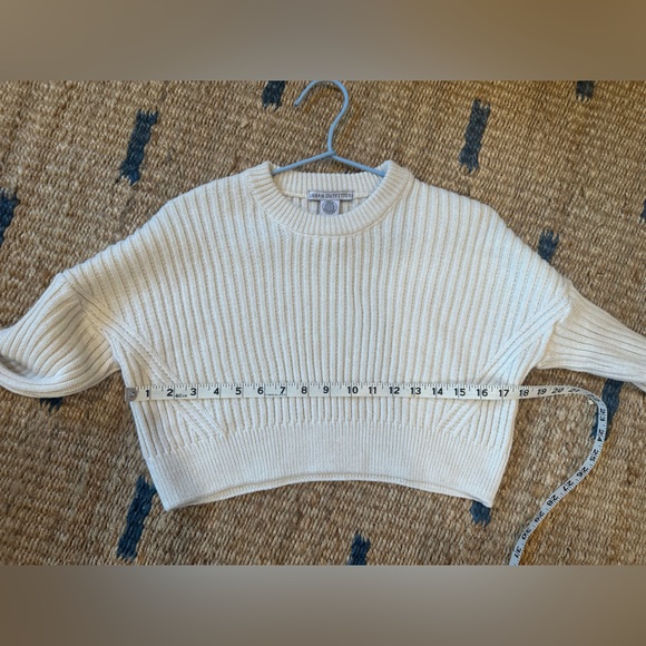 UO Big Sur Ribbed Pullover Sweater | Cropped Ribbed Crewneck | Cream | XS - Picture 9 of 10